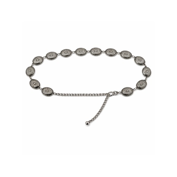 Accessories - Silver Tone Concho Chain Belt Women Southwestern Boho Adjustable Waist Link Belt